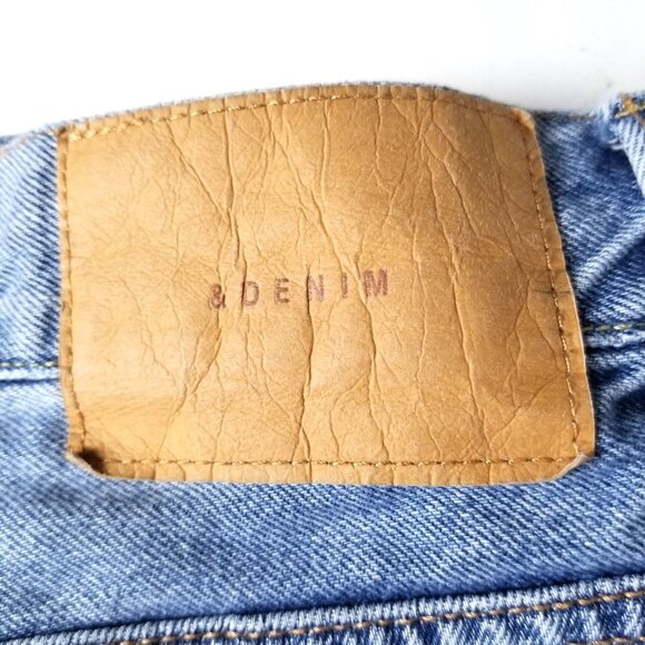 & Denim Blue Distressed Mens Sz 36 Ripped Button Fly Straight Fit Raw Hem Shorts - Picture 6 of 10